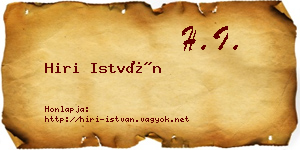 Hiri István névjegykártya